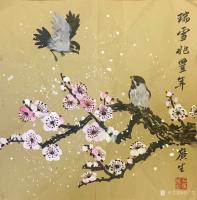 艺术家石广生日记:国画花鸟《瑞雪兆丰年》，尺寸四尺斗方。朋友送包茶叶给我，无以【图0】