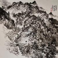 艺术家阎敏日记:水墨画作品《墨韵•太行——车佛沟印象》，尺寸四尺竖幅68×1【图1】