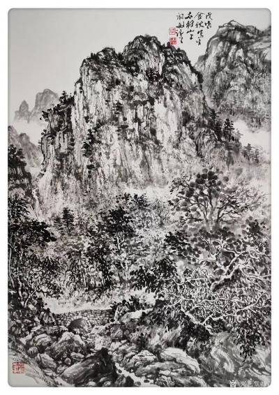 阎敏日记-国画山水画《山岚晨风起，农家浴新晖》，《溪山询路径，笔墨写芳菲》戊戍年仲秋太行山【图2】