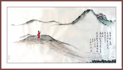 秦发艺日记-国画人物画《问询红衣女》；
其实都这样，
喜欢离自己
很远很远的地方。
【图1】