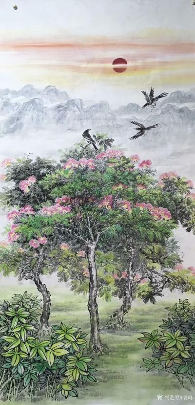 袁峰日记-国画花鸟画«鸿运当头»,四尺竖幅;
 做事先做人，做人先立德。人活一世，家底多【图1】