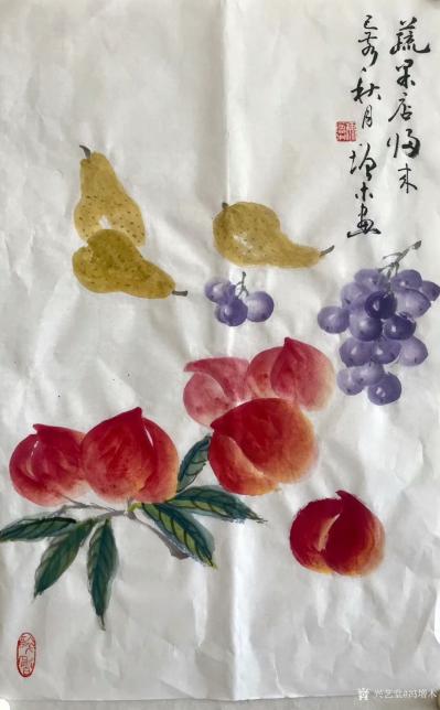 冯增木日记-蔬果写生作品《菜市归来》白菜、土豆、大葱、西红柿、辣椒、黄瓜；
  第三幅是写【图5】