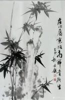 艺术家卢士杰日记:国画花鸟竹子系列作品《平安幸福一家亲》《竹报平安》尺寸四尺横【图4】