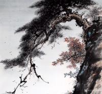 艺术家罗树辉日记:国画松树山水《秋江帆影》，尺寸四尺整纸68X138Cm，乙亥【图1】