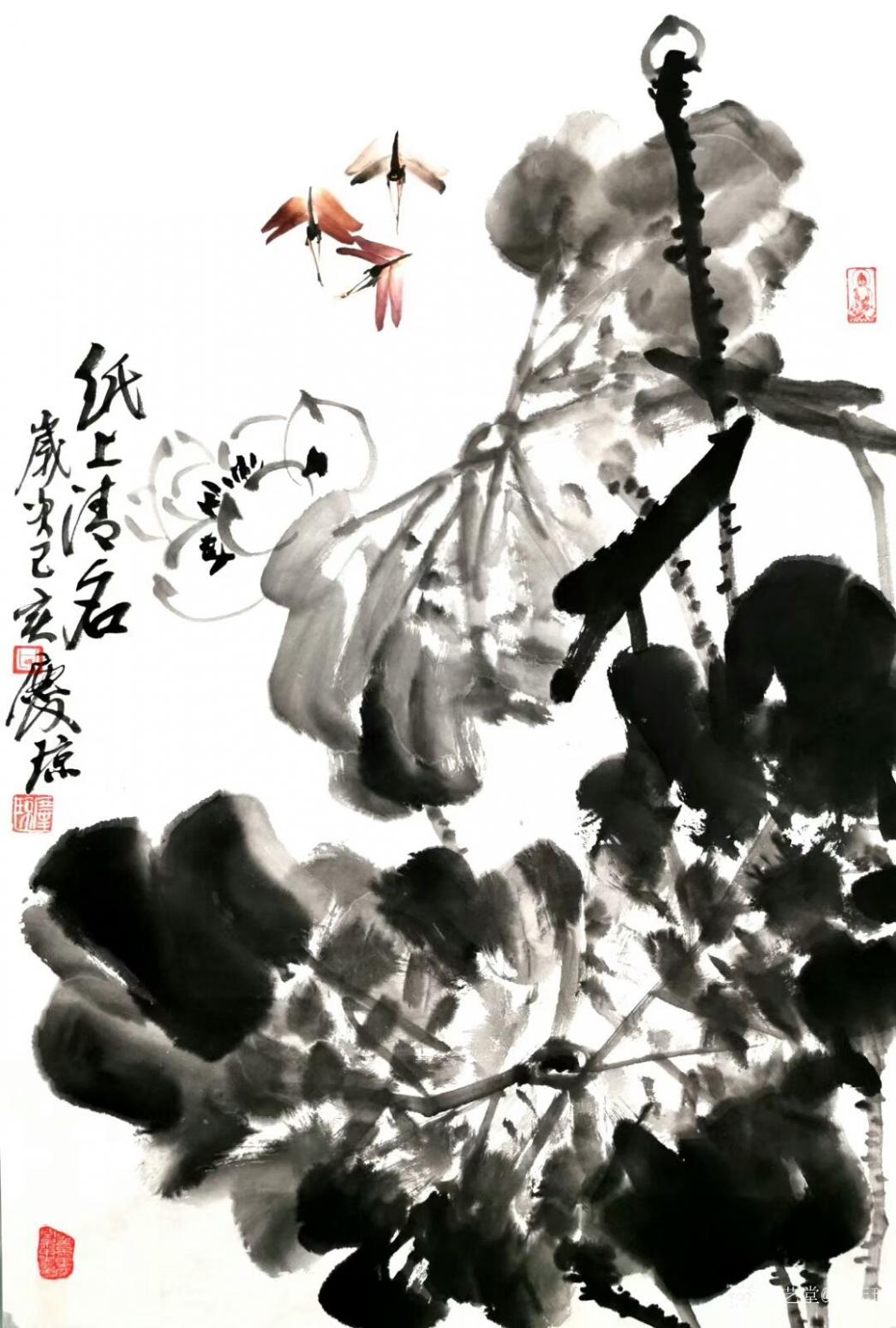 甘庆琼国画作品《国画荷花～纸上清名》