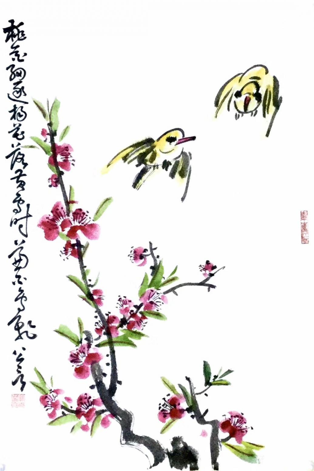 龚光万国画作品《花鸟-桃花细逐杨花落》【图0】