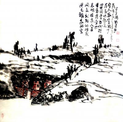 杨牧青日记-杨牧青国画《塬畔情》六幅原创作品
规格：68cm x 68cm
款识：塬畔情【图2】