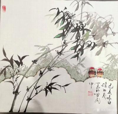 徐如茂日记-闲来心情不错，画《金玉满堂》《冬梅》《秋菊》《竹下双栖图》四尺斗方，分享给诸位国【图2】