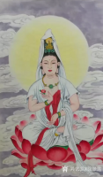 艺术家徐景莲日记:严格遵守一级响应，认真耐心防护疫情，今天敬画《观音坐莲》图。【图2】