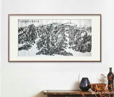 杨牧青日记-名称：大写意国画《青山待贤者》；
规格：137cm×70cm/8平尺多
款识【图1】