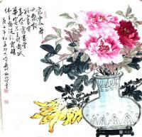 艺术家姚玲日记:国画牡丹花鸟画作品《霓裳舞曲艳新妆,富贵春风霭画堂,美宴花王【图0】