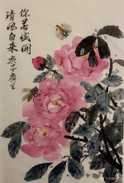 石广生日记-国画花鸟画《你若盛开清风自来》;
胡乱涂两笔，算是520情人节的一点表示吧。并【图6】