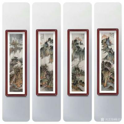 陈宏洲日记-国画山水画春夏秋冬四条屏《春水满四泽》《夏云多奇峰》《秋月扬明晖》《冬岭秀寒松》【图2】