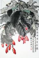 艺术家李伟强日记:大红大紫国画花鸟画《微风轻抚俏阿娇》《紫藤拂花树,黄鸟度青枝【图0】