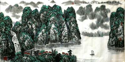 叶向阳日记-国画山水画《家住青山绿水间》，丙申年夏月叶向阳作品欣赏。
 感谢好友杜春玲对国【图1】