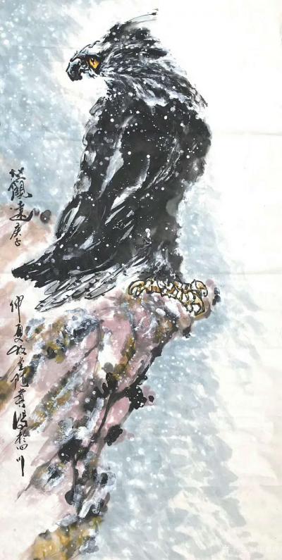 王贵烨日记-国画动物画老鹰系列作品《远瞻山河》《秋鹰整翮当云霄》；庚子年夏月王贵烨创作於四川【图8】