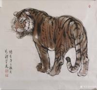 艺术家刘明礼日记:国画动物画《老虎》；庚子年秋月刘明礼习虎。【图0】