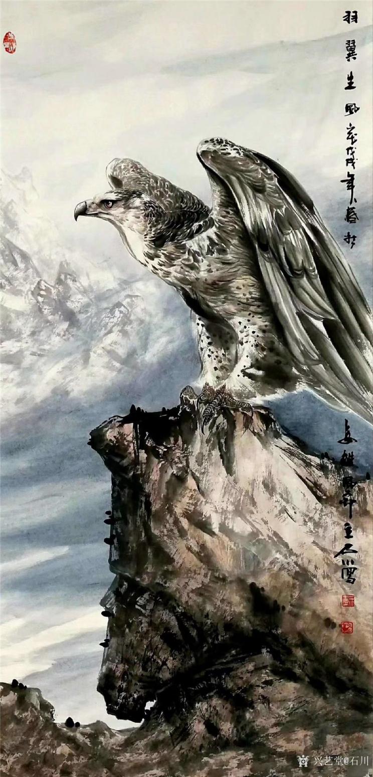 石川国画作品《鹰-羽翼生风》