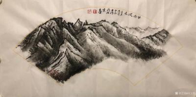 刘玉坚日记-国画山水画作品扇面作品《林深苍山远，依依见鹿鸣》《忽将一念笔留住，不写清湘颂高流【图6】