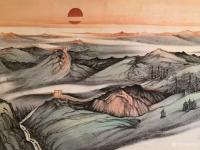 艺术家任振山日记:国画山水画长城《中华魂》，任振山辛丑年夏月作品，尺寸丈二横幅【图4】