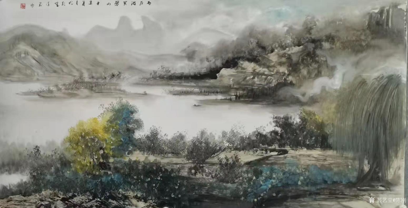 陈刚国画作品《雨后芙蓉山》