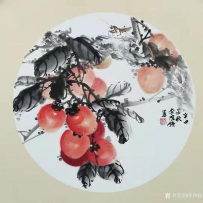 李伟强日记-国画花鸟画瓜果系列作品，辛丑年仲秋李伟强作品。
致中秋佳节
推窗远眺，夜色如【图5】