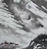 艺术家陈刚日记:国画水粉山水画《初雪》；
冬季笔墨色无功，
生宣横扫多从【图0】