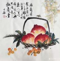 艺术家卢士杰收藏:国画花鸟画作品《福寿图》，题字：沧桑变幻人不老，福荫后辈永安【图0】