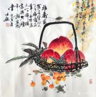 艺术家卢士杰收藏:国画花鸟画作品《福寿图》，题字：沧桑变幻人不老，福荫后辈永安【图2】