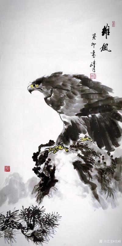 袁峰日记-国画动物画鹰系列作品《大鹏展翅》《大展宏图》《壮志凌云》等，葵卯年袁峰作品欣赏。【图5】