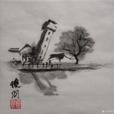 怀羽日记-杯羽水墨碉楼中国画山水画【图1】