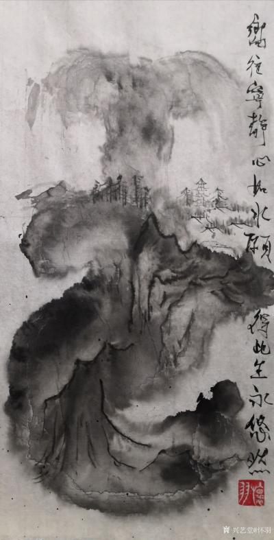 怀羽日记-怀羽中国画《山居悠然心长水》

对于这幅水墨山水画《山居图》，我们首先要赞叹【图1】