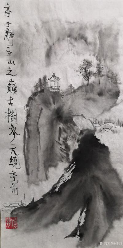 怀羽日记-怀羽水墨山水画：中国画里的独特印记与唯一性

在中国画的浩瀚星空中，怀羽的水【图5】