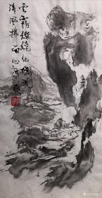 怀羽日记-怀羽黄仍彬，作为一位水墨山水画艺术家，确实在笔墨运用上展现出了出神入化的技艺。以【图1】