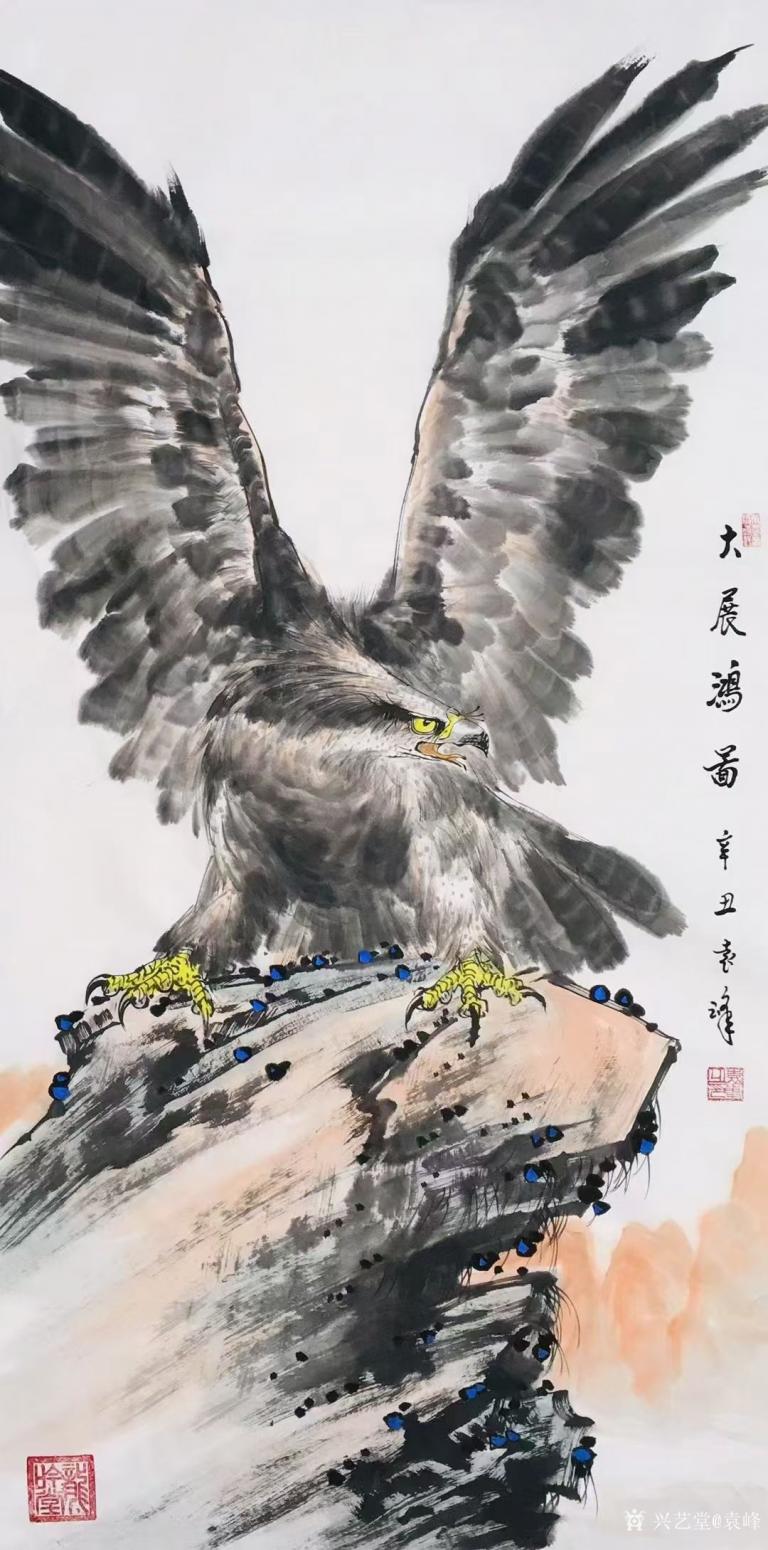 袁峰国画作品《鹰-大展鸿图》