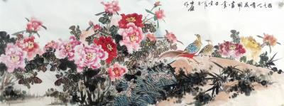 卢士杰日记-国画花鸟画牡丹系列作品欣赏《富贵平安》《国色天香花开富贵》，卢士杰国画花鸟画作品【图2】